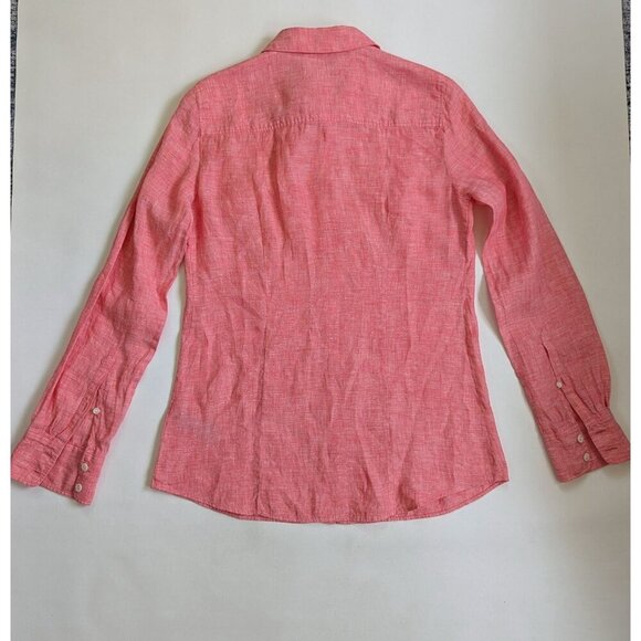 J. Crew Perfect Women's Linen Button Down Shirt Size 4 Coral - Picture 12 of 12